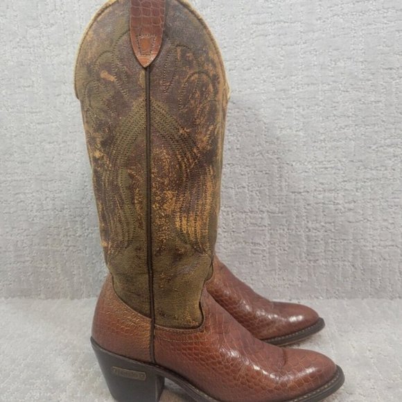 Laredo Women's Size US 5B Brown Leather Western Cowboy Boots Made in USA - Picture 2 of 8
